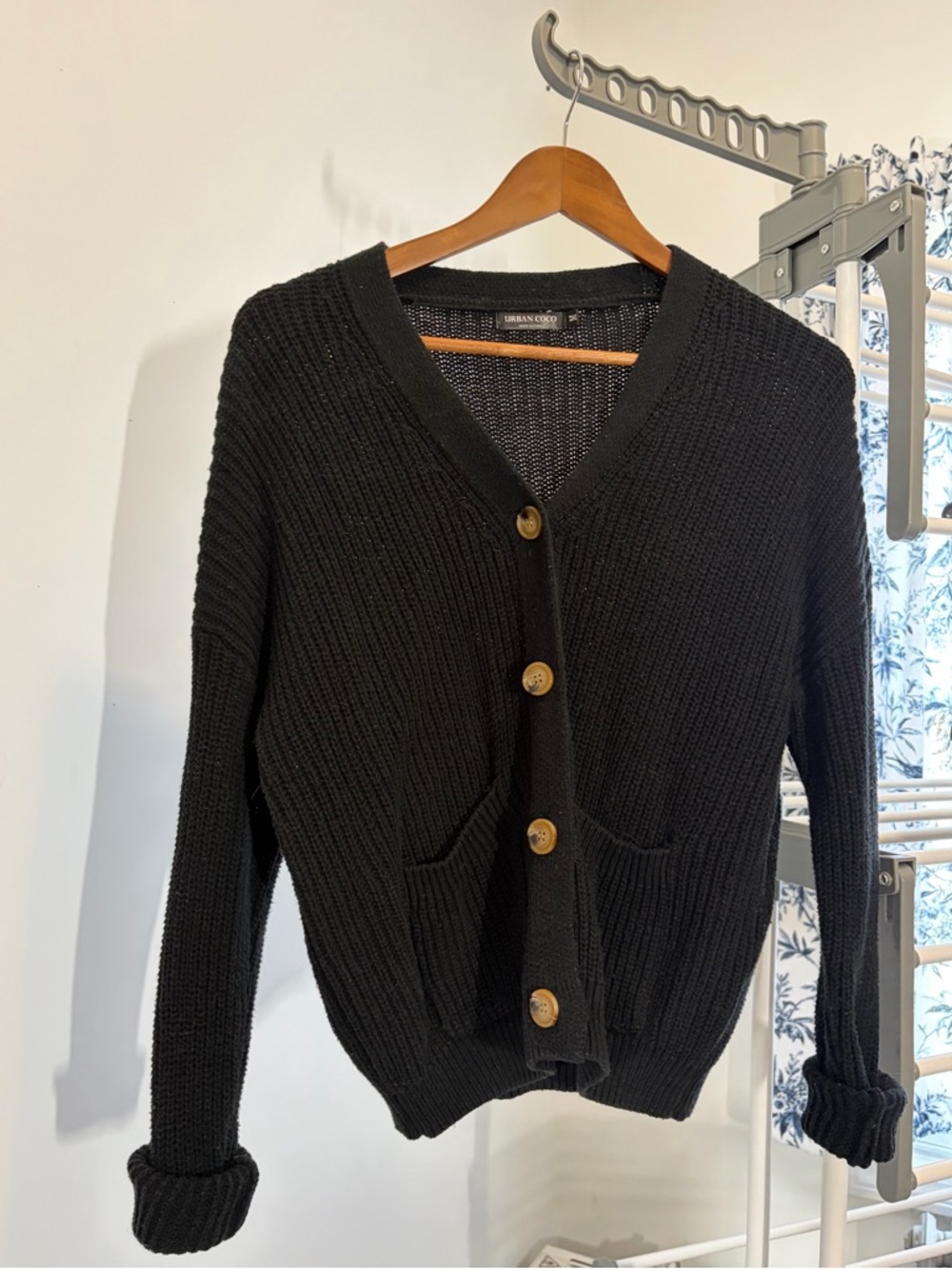 Black Chunky Button Cardigan